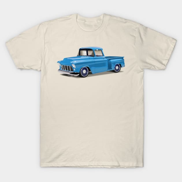 1955 Chevrolet Pickup Classic Truck Light Blue T-Shirt by TheStuffInBetween